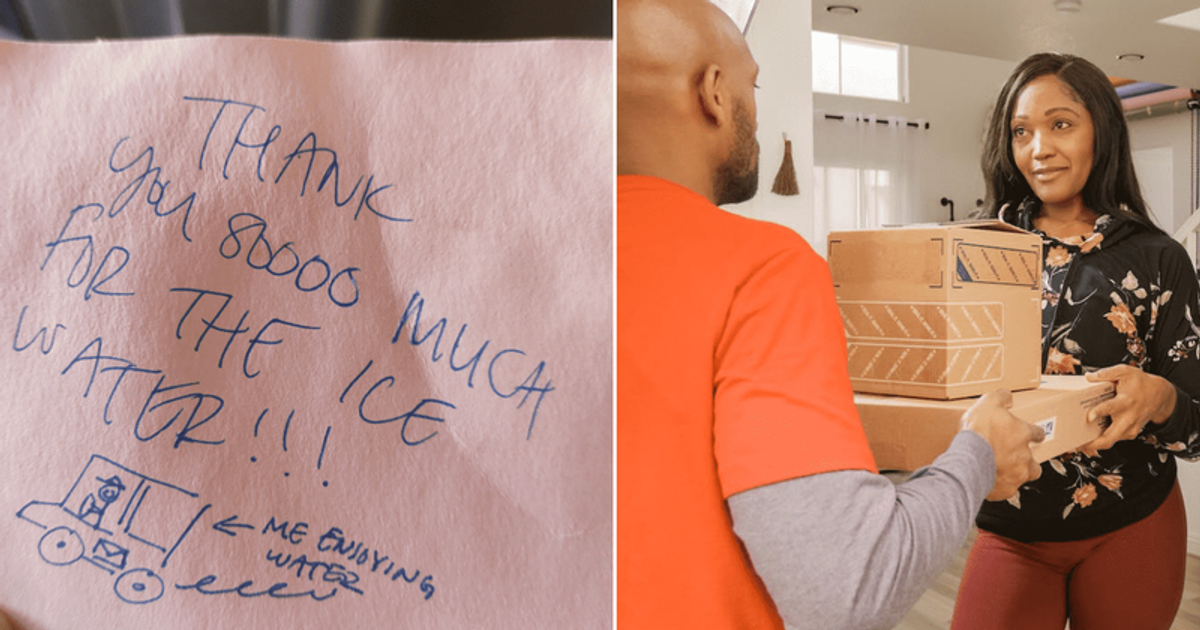 Mail carrier leaves heartwarming note after family leaves ice water for them on hot days