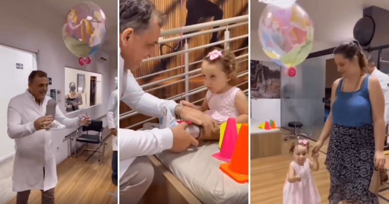 Doctor's inspiring empathy when fitting child with a new prosthetic leg wins hearts online