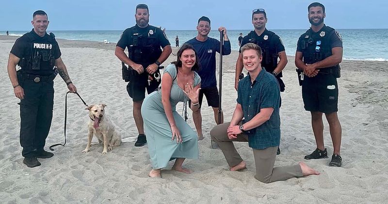 Lost engagement ring recovered in the sand with the help of a young boy's metal detector