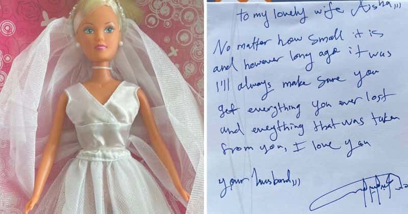 She once told her husband her Barbie was stolen as a child. He gave her a new one with a sweet note.