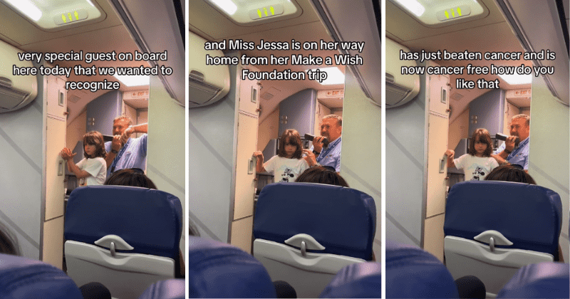 Passengers cheer as flight attendant celebrates 6-year-old girl who beat cancer: 'A fighter'