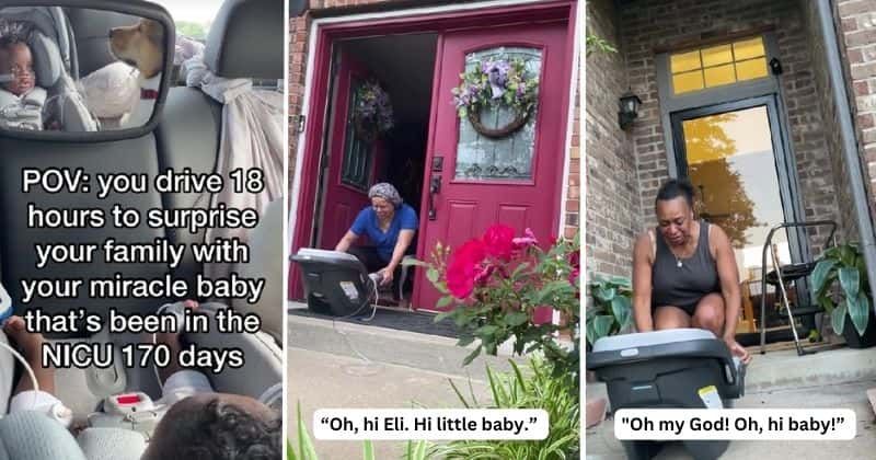 Couple surprises family with their baby who spent 170 days in NICU and their reactions say it all