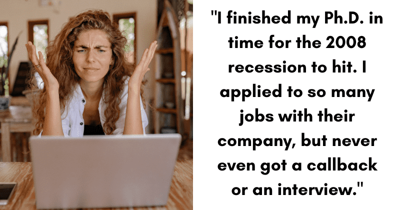 Employee rejects job offer from a company that did not hire him during the 2008 recession