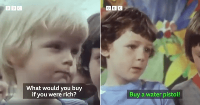 Amusing BBC video shows children from 1979 answering what they would buy if they were rich