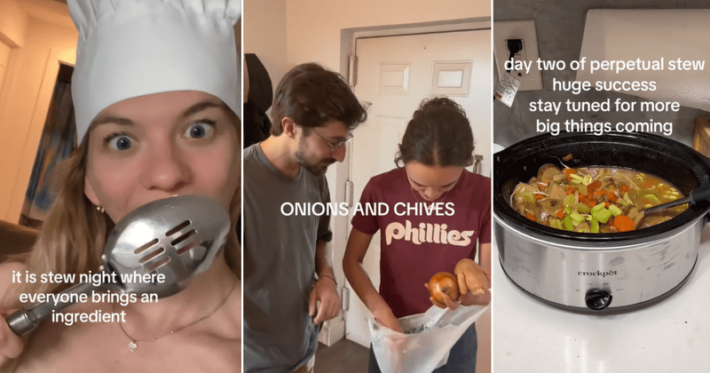 Woman creates a 'perpetual stew' with many people joining the party with ingredients