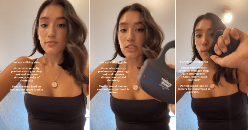 Woman explains why she wears an electronic safety 'sting ring' each time she steps out for a walk