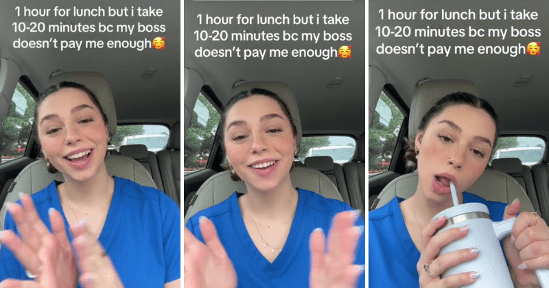 Woman shares how her job doesn't allow her to take proper lunch breaks due to less pay