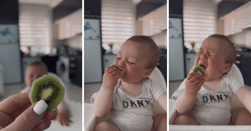 Baby has the most hilarious reaction to eating kiwi for the first time