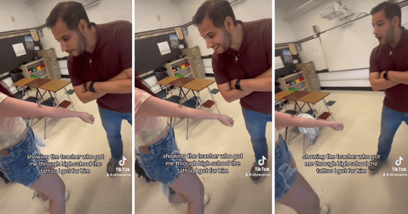 Student honors teacher who helped her through high school with a special tattoo: 'Presence matters'