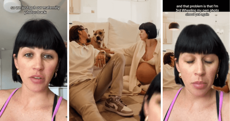 'Not so jealous' mom shows how dog 'not so cutely' crashed maternity photoshoot and stole dad