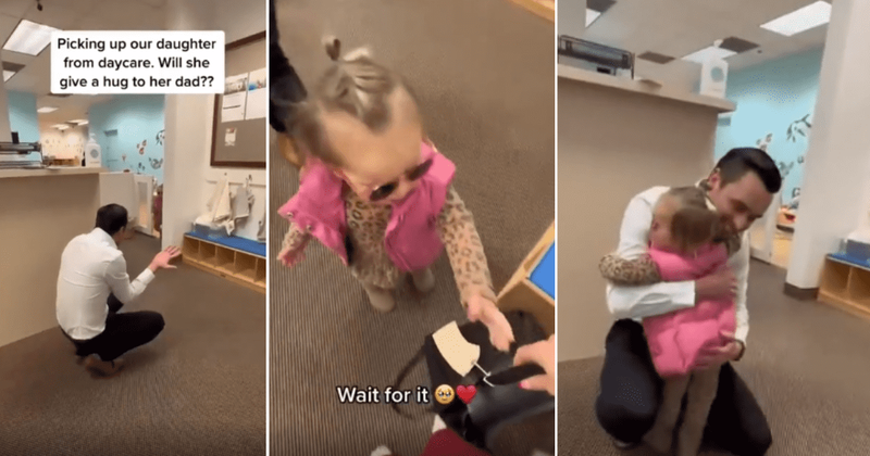 Dad thought his little daughter wouldn't hug him but then she did something incredible