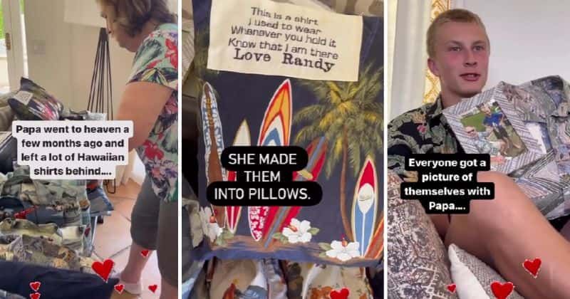 Grandma is keeping her husband's memory alive by creative transformation of his shirts