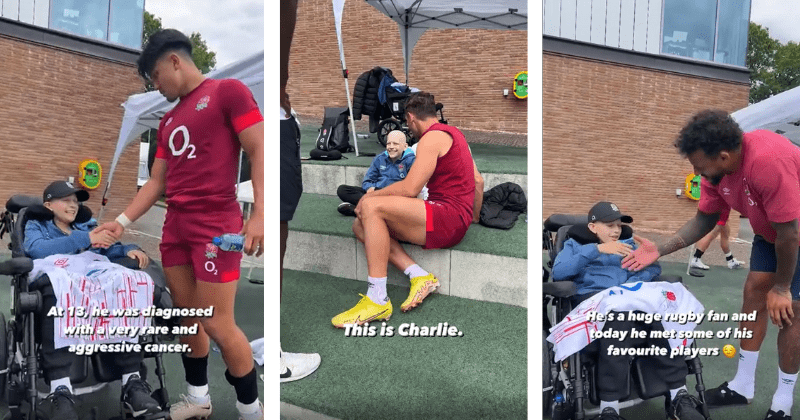 Triumphant cancer warrior's dream come true with unforgettable meeting with England rugby team