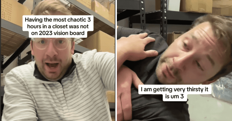 Man trapped in work closet hilariously documents the 3 hours he spent locked up inside