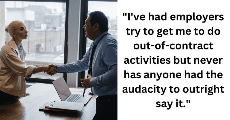 Job applicant raises concerns about 'audacity' of interviewer to ask for out-of-contract activities