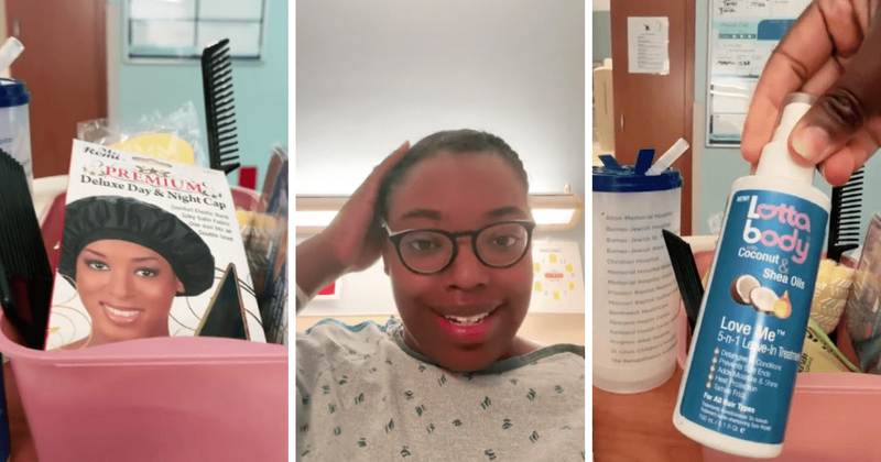 Black woman gets joyful surprise when hospital gives her a basket of products for her natural hair