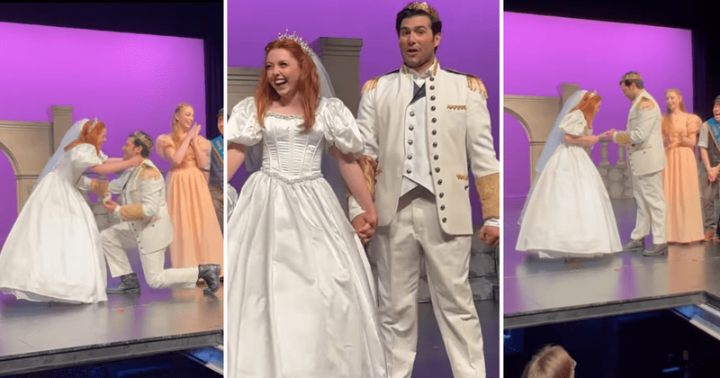Audience sees real-life love story come true as 'Prince Charming' proposes to 'Cinderella' on stage