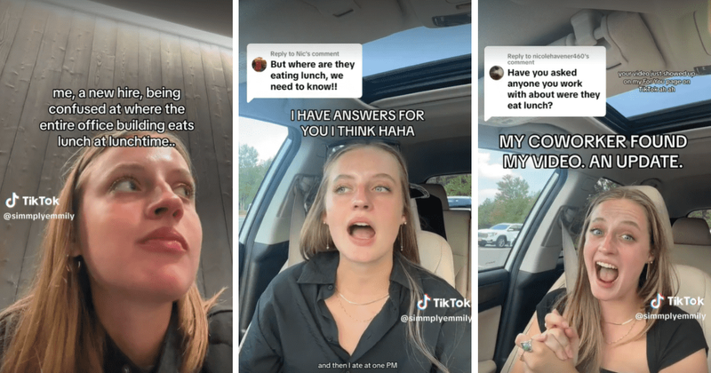 Woman explains how 'finding your way through' a new job involves discovering the right place to eat