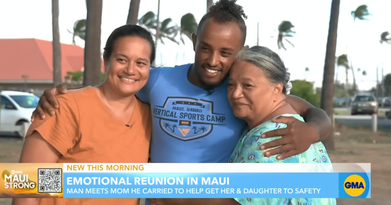 Man carried elderly woman on his back to rescue the mother-daughter duo in the Maui fires