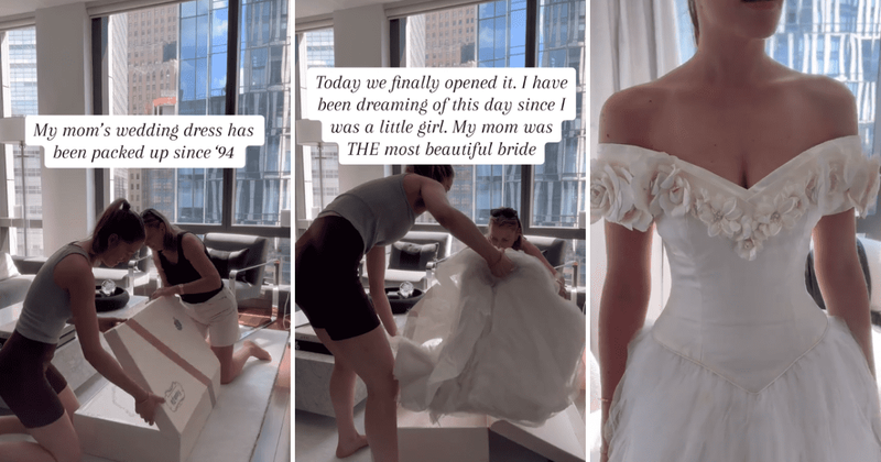 Bride stuns the internet by wearing her mother's 30-year-old wedding dress