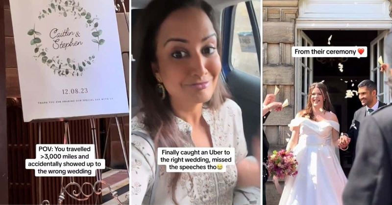 She traveled 3000 miles only to end up at the wrong wedding. They still invited her in for a drink.