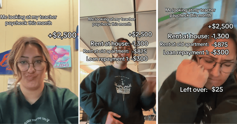 Teacher shares her extremely low monthly pay check highlighting how school staff is underpaid