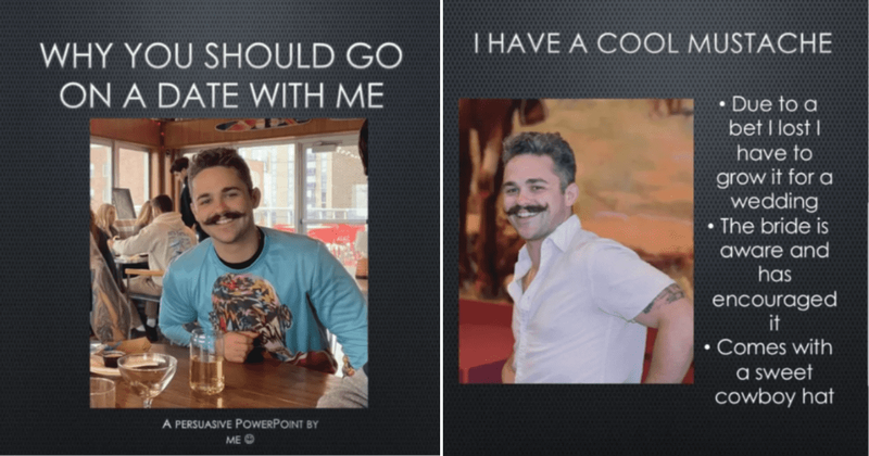 Man uses PowerPoint presentation to make his Tinder profile unique and descriptive