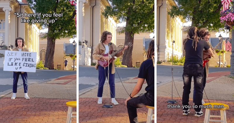 Man performs live music on the street to boost confidence of those struggling with life