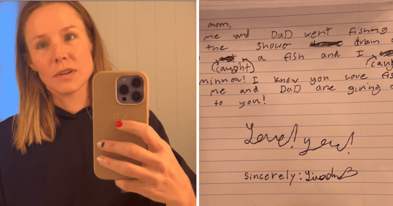 Kristen Bell shares daughter's hilarious note ruthlessly roasting her for clogging the drain