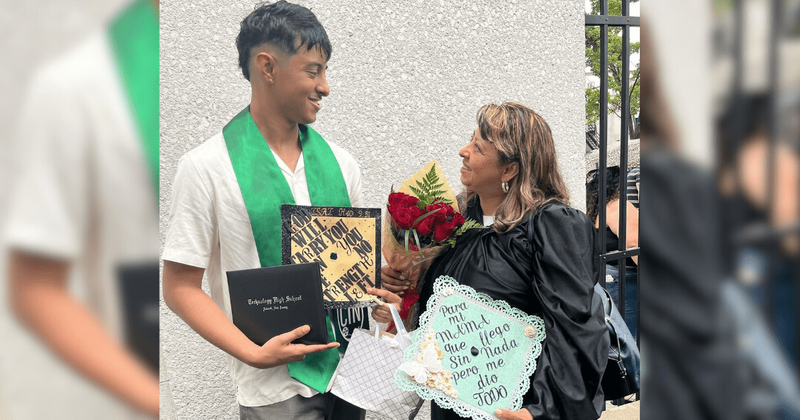 Teen leaves mom in tears by sharing his graduation with her because she 'never got the chance'