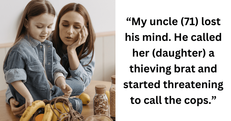 Mom steps up to defend daughter after her uncle bullies the kid by accusing her of stealing a banana