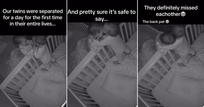 Mom shares twin toddlers’ heartwarming reunion after being apart for a day: 'The purest love'