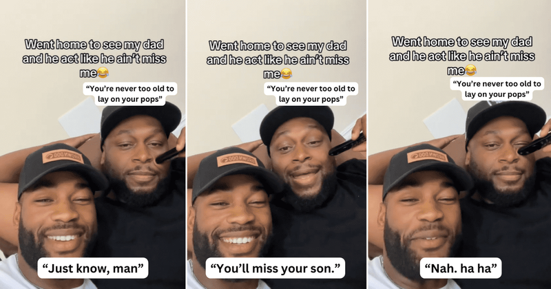 Man cuddles up to his dad and proves that 'you are never too old' to show your father affection