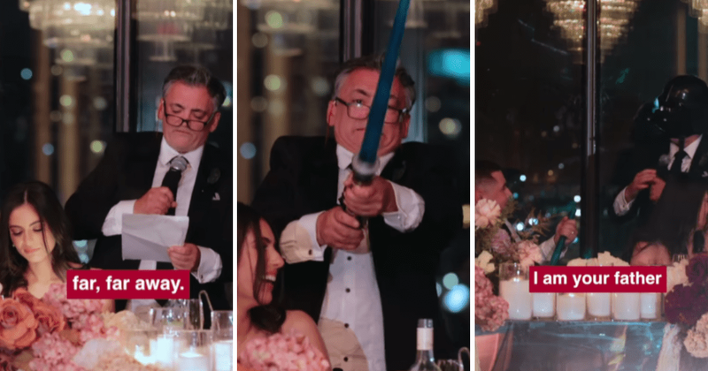 Father of bride delivers epic 'Star Wars' wedding speech: 'Protect my daughter from the dark side'