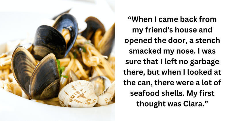 Son hilariously gets back at dad's girlfriend after she throws her seafood in his garbage can 