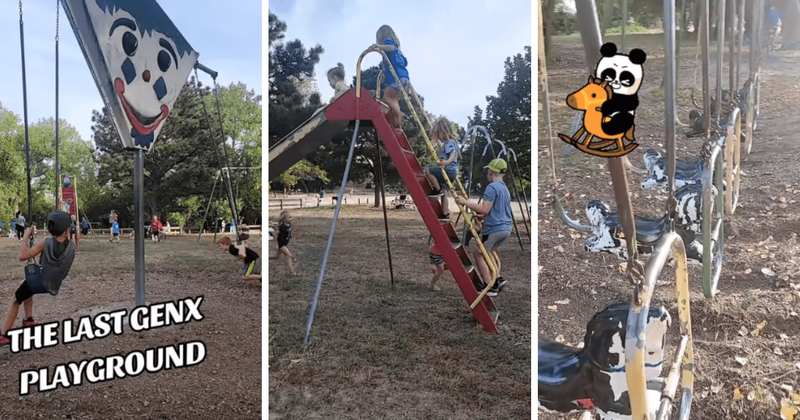 Glimpses of kids playing at the 'last Gen X playground' are taking people on a wild nostalgia ride