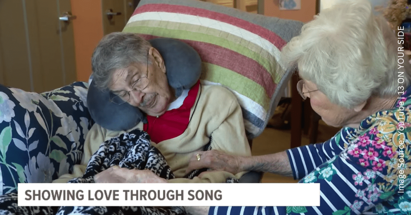 Elderly couple of 3 decades expresses their love through music after speaking becomes difficult