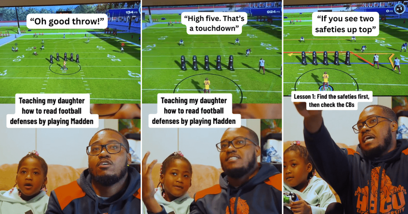 Dad teaching his daughter football tactics on video game Madden NFL is all sorts of adorable