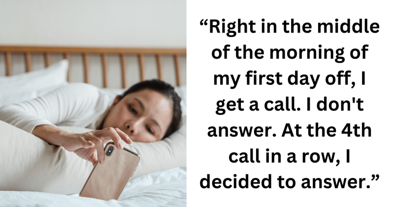 Employee on vacation tactfully deals with wrong calls from another store's rude manager
