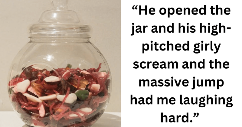 Woman pulls hilarious 'snake' prank on dad using candy jar after he refuses to mind his own business