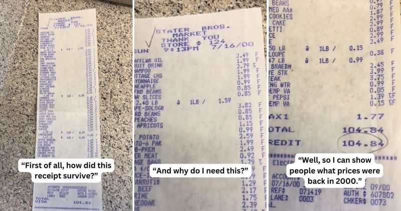 Woman shares a grocery bill from the year 2000 leaving everyone surprised and nostalgic