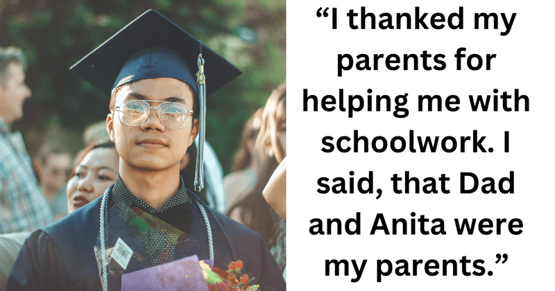 Teen honors stepmom at his graduation ceremony leaving absent biological mother stunned