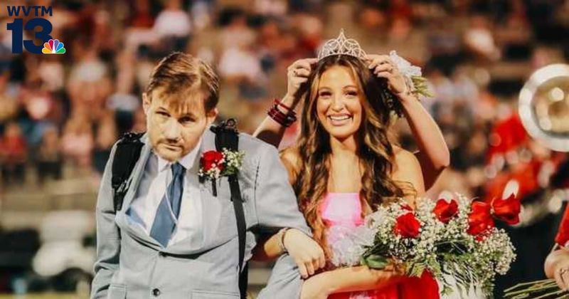Dad battling cancer walks 50 yards with daughter after she is crowned the homecoming queen