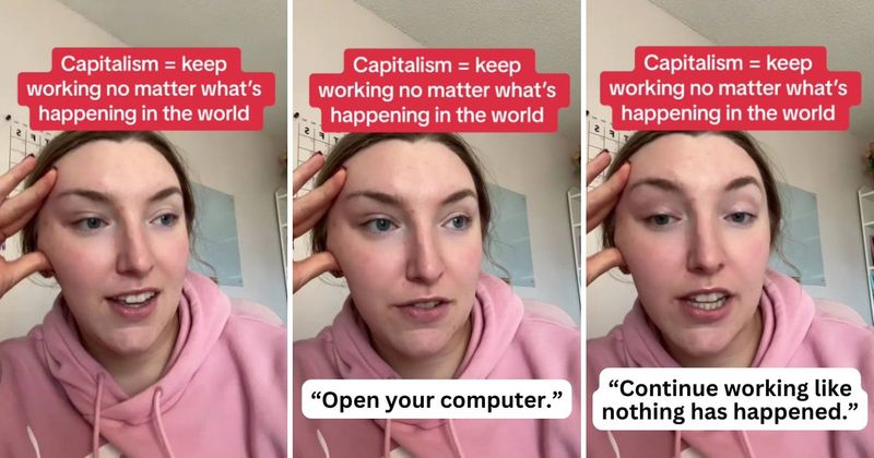 Woman explains why it feels 'dystopian' to continue working in middle of global tragedy