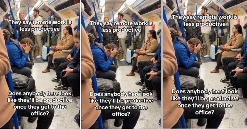 Man sparks discussion on productivity of desk vs. remote workers by highlighting the commuting stress