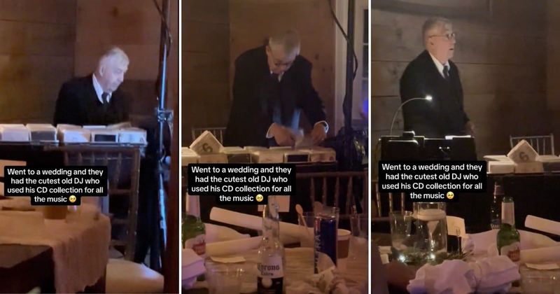 'Cutest' 71-year-old DJ playing music from his old CD collection at a wedding is truly wholesome