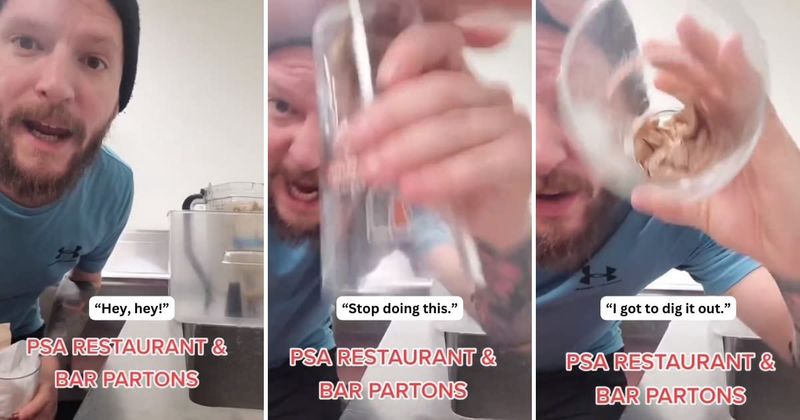 Bartender shows how customers increase their workload by disposing off used tissues incorrectly