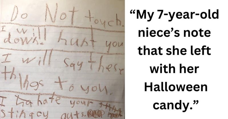 7-year-old signs off note warning people not to touch her Halloween candy in the cutest way possible