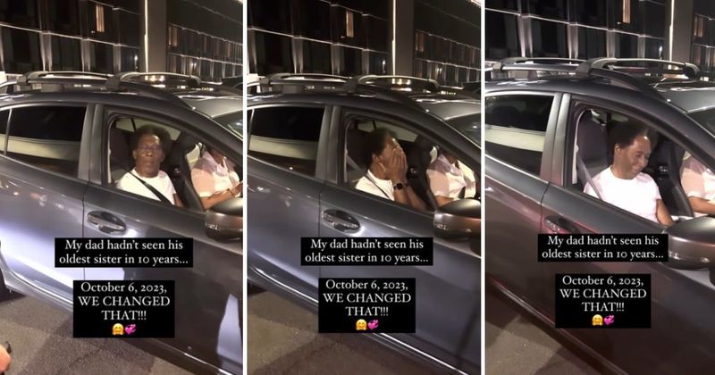 Dad has a wholesome reaction to being reunited with oldest sister after 10 years in a surprise meet