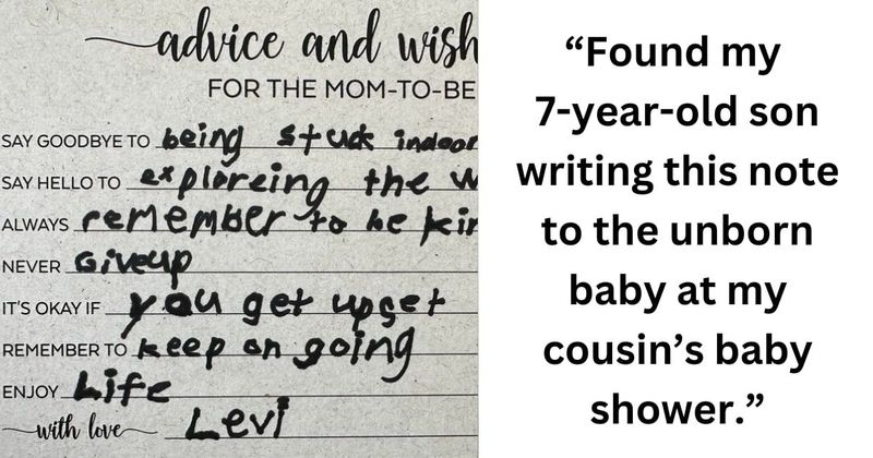 Thoughtful little boy pens down some valuable life advice for relative's soon-to-be-born baby